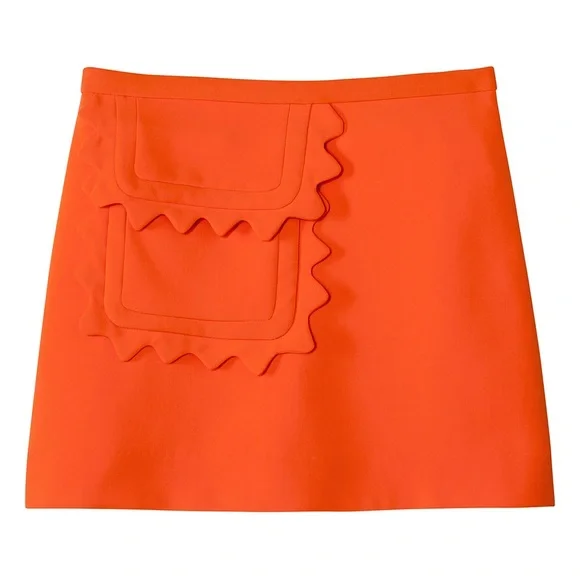 NWT Victoria Beckham for Target Orange Twill Skirt with Scallop trim pocket - Picture 2 of 7